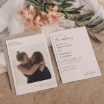 Begroting Modern & Minimalist Romantic Photo Weddi<br><div class="desc">Leg de essentie van je liefdesverhaal vast met dit prachtig minimalistische trouwuitnodigingsontwerp met een aangepaste foto van het verloving. De voorzijde van de begrotingskaart is een sparen-de-datum ontwerp met de belangrijkste details zodat kunnen de gasten aan de grote dag in een oogopslag worden herinnerd. De namen van het paar verschijnen...</div>