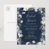 Begroting Modern Navy Blue Floral Vrijgezellenfees Uitnodiging Briefkaart (Voorkant / Achterkant)