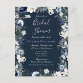 Begroting Modern Navy Blue Floral Vrijgezellenfees Uitnodiging Briefkaart (Voorkant)