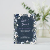 Begroting Modern Navy Blue Floral Vrijgezellenfees Uitnodiging Briefkaart (Staand voorkant)