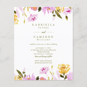 Begroting Modern Olive Pink Waterverf Floral Weddi