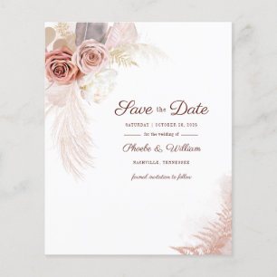 Begroting Modern Pampas grass Floral Save the Date Flyer