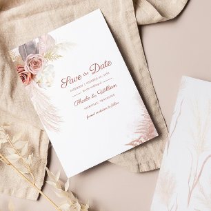 Begroting Modern Pampas grass Floral Save the Date Flyer