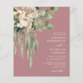 Begroting Modern Pink Floral Rozen Weddenschap (Voorkant)