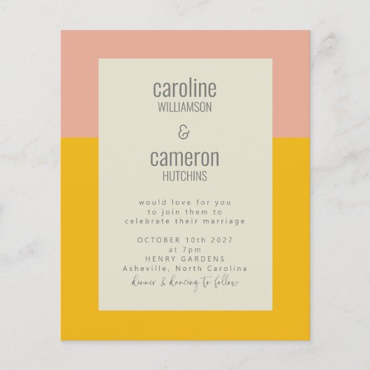 Begroting Modern Pink Yellow Geometric Wedding (Voorkant)