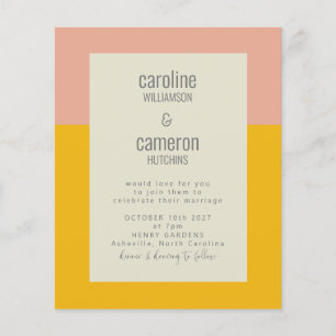 Begroting Modern Pink Yellow Geometric Wedding