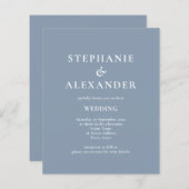 Begroting Modern QR Code Stusty Blue Wedding Invit (Voorkant / Achterkant)