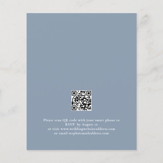 Begroting Modern QR Code Stusty Blue Wedding Invit (Achterkant)