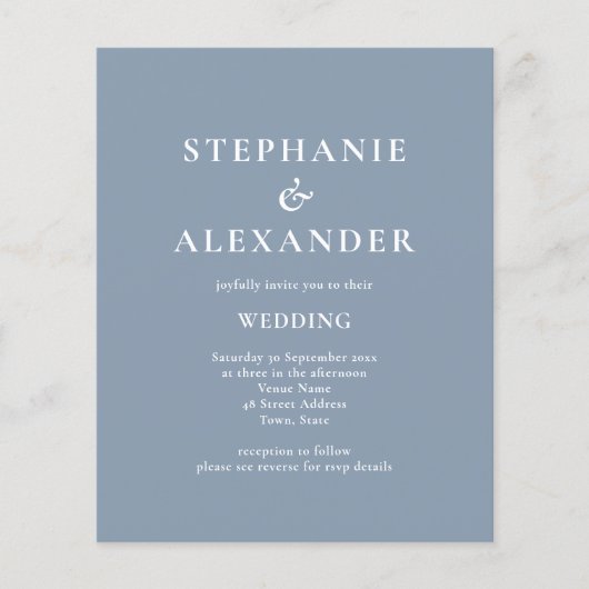 Begroting Modern QR Code Stusty Blue Wedding Invit (Voorkant)