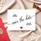 Begroting Modern RED Heart Wedding BEWAART DATUM Aankondigingskaart