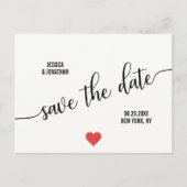 Begroting Modern RED Heart Wedding BEWAART DATUM Aankondigingskaart (Voorkant)