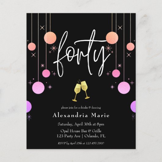 Begroting Modern Sparkle 40th Birthday (Voorkant)