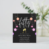 Begroting Modern Sparkle 50th Birthday Invitation (Staand voorkant)