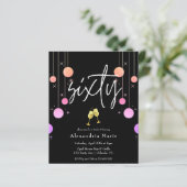 Begroting Modern Sparkle 60th Birthday Uitnodiging (Staand voorkant)