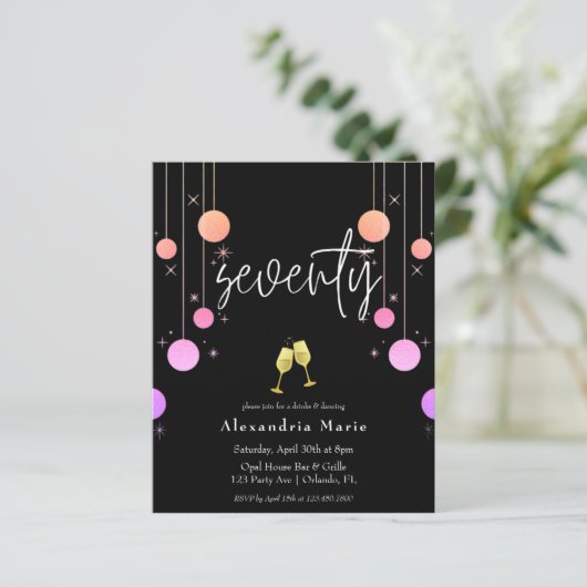 Begroting Modern Sparkle 70th Birthday Party (Staand voorkant)