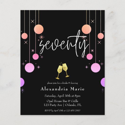 Begroting Modern Sparkle 70th Birthday Party (Voorkant)