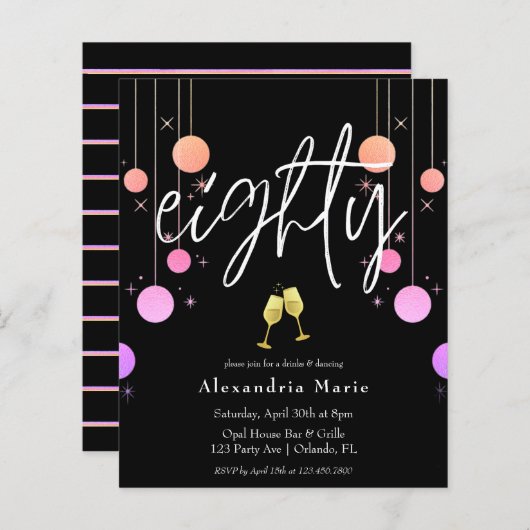 Begroting Modern Sparkle 80th Birthday Party (Voorkant / Achterkant)