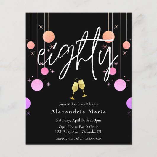 Begroting Modern Sparkle 80th Birthday Party (Voorkant)