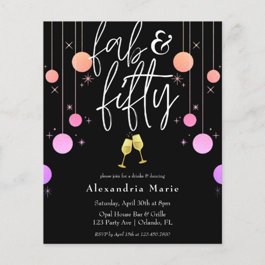 Begroting Modern Sparkle "Fab & 5ty" Birthday (Voorkant)