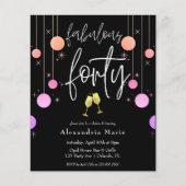 Begroting Modern Sparkle "Fabulous Forty" Birthday (Voorkant)