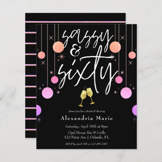 Begroting Modern Sparkle Sassy & 60 Birthday (Voorkant / Achterkant)