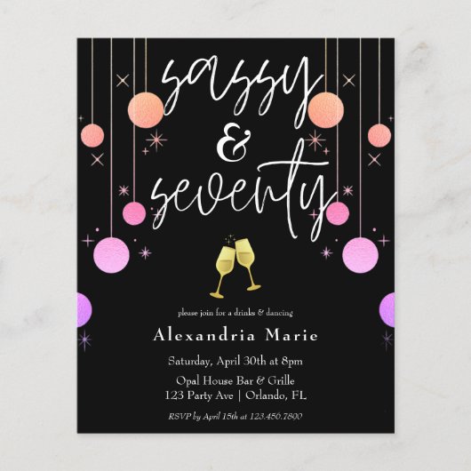 Begroting Modern Sparkle Sassy & 70 Birthday (Voorkant)