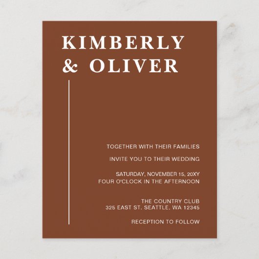 Begroting Modern Terracotta Wedding Invitations (Voorkant)