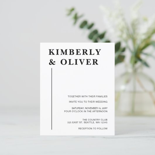 Begroting Modern White Wedding Invitations (Staand voorkant)