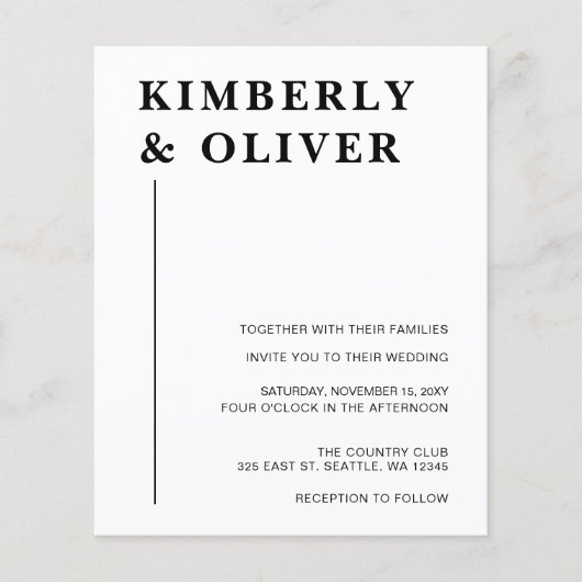 Begroting Modern White Wedding Invitations (Voorkant)