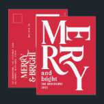 Begroting Moderne, eenvoudige rode kerst Feestdagenkaart<br><div class="desc">Begroting Moderne minimale traditionele retro  grafische typografie rode vrolijke kerstfeestkaart. Een deel van een stoutmoedig feestelijk collectie.</div>