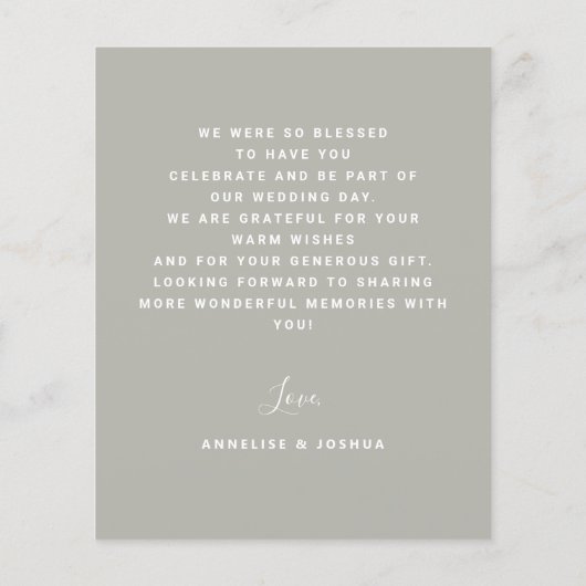 Begroting moderne elegante fotobruiloft bedankt flyer (Achterkant)