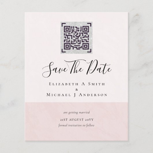 BEGROTING Moderne FOTO BESPAAR DATUM QR CODE RSVP Flyer (Voorkant)