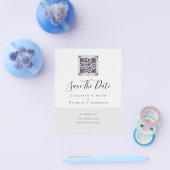 BEGROTING Moderne FOTO BESPAAR DATUM QR CODE RSVP Flyer (Enkel)