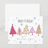 Begroting Moderne kersttassen Merry & Bright Card (Voorkant / Achterkant)