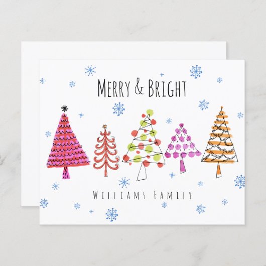 Begroting Moderne kersttassen Merry & Bright Card (Voorkant / Achterkant)
