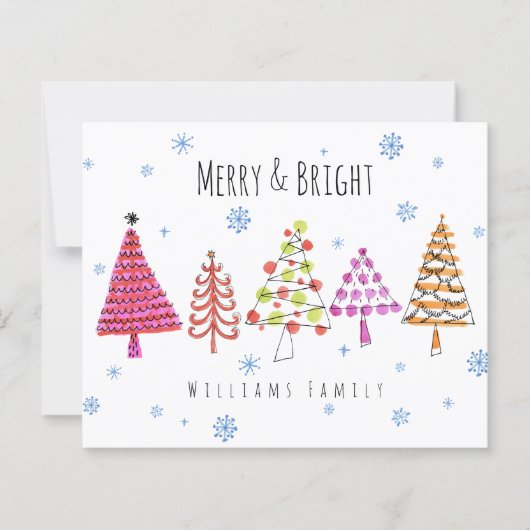 Begroting Moderne kersttassen Merry & Bright Card (Voorkant)
