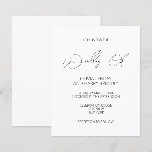 Begroting Moderne Klassieke uitnodiging voor bruil (Voorkant / Achterkant)