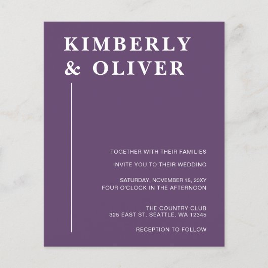 Begroting Moderne Paarse weddenschappen (Voorkant)