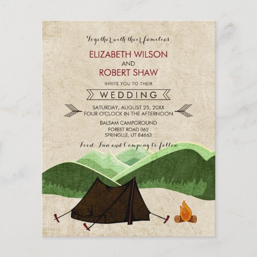 Begroting Moderne Rustic Camping Wedding Invitatio (Voorkant)
