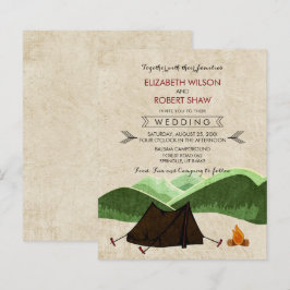Begroting Moderne Rustic Camping Wedding Invitatio