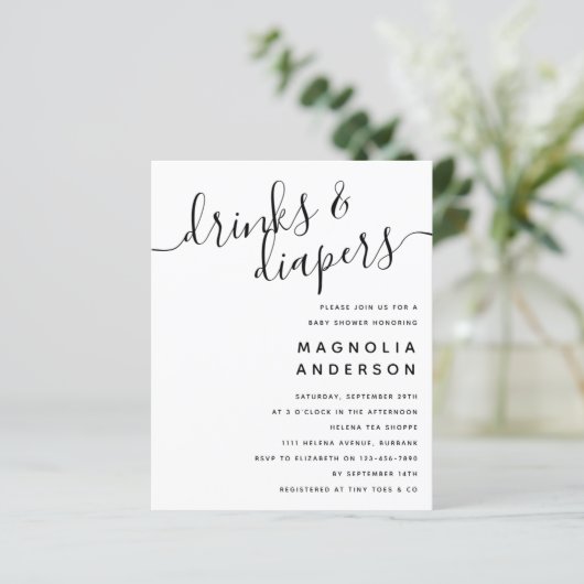 Begroting Moderne uitnodiging tot Baby shower (Staand voorkant)