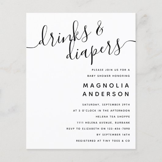 Begroting Moderne uitnodiging tot Baby shower (Voorkant)