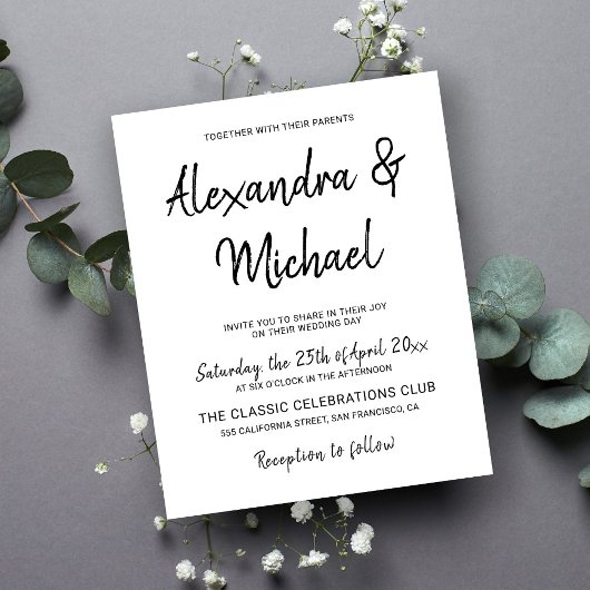 Begroting moderne uitnodiging voor zwarte en witte