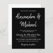 Begroting moderne uitnodiging voor zwarte en witte (Voorkant / Achterkant)