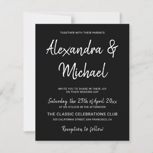 Begroting moderne uitnodiging voor zwarte en witte (Voorkant)