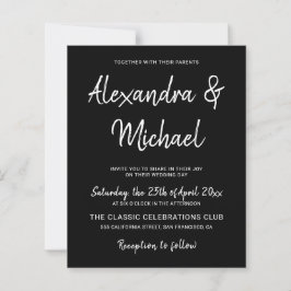 Begroting moderne uitnodiging voor zwarte en witte