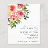 Begroting Moderne Waterverf Rode Roze Floral Weddi (Voorkant)