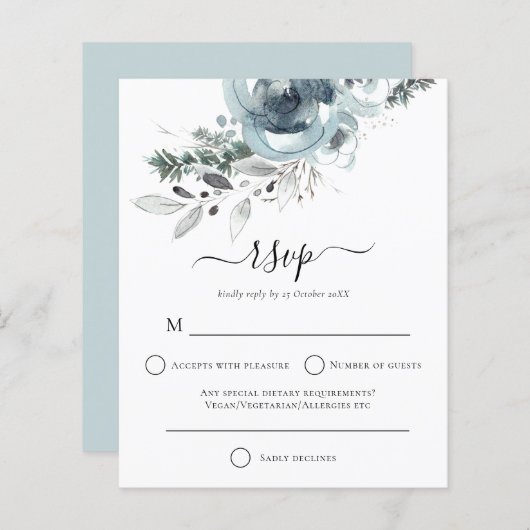Begroting Moderne winter Floral kerstbruiloft RSVP (Voorkant / Achterkant)