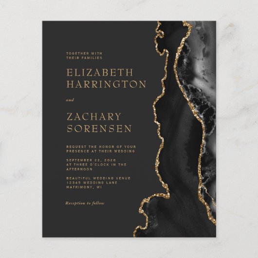 Begroting Moody Black Agate Gold Wedding (Voorkant)