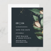 Begroting Moody Blue Gold Botanical Save the Date (Voorkant / Achterkant)